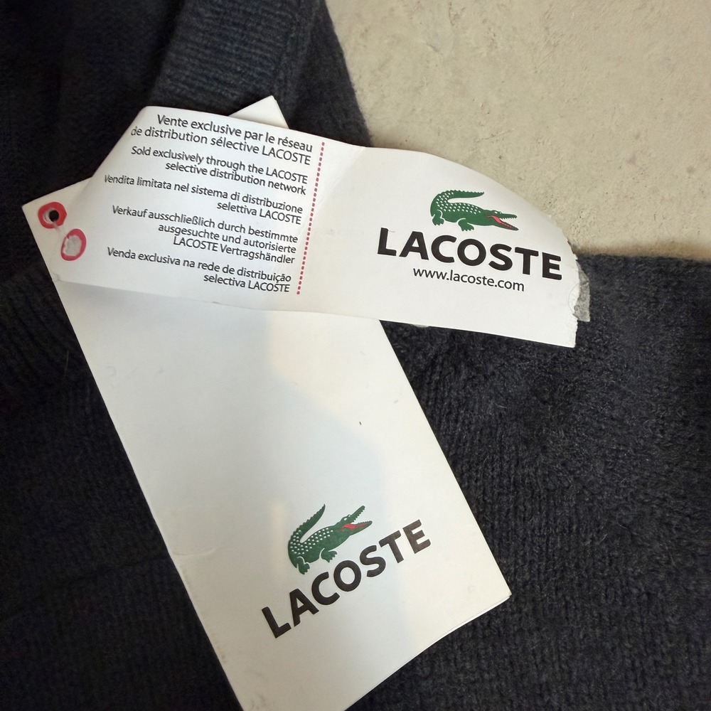 NWT Lacoste Men Striped Knit Hoodie Sweater Wool Cashmere Striped France Size 36 - Picture 7 of 7